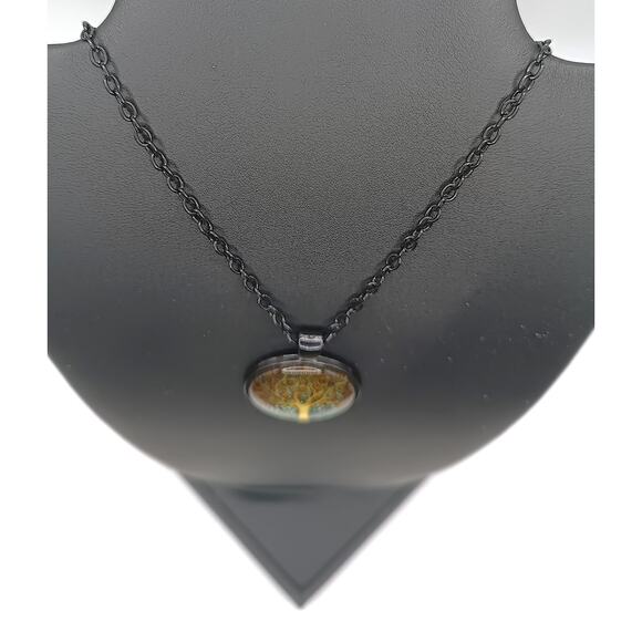 Tree of Life Pendant Necklace Stainless Steel Black Chain Hand Assembled 18–20" - Picture 2 of 3